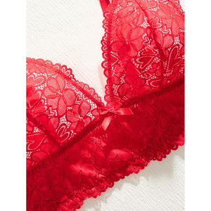 Completo Intimo Sexy Rosso in Pizzo Liscio <span class=keywords><strong>con</strong></span> Reggiseno Push-up e <span class=keywords><strong>Minimizer</strong></span> per Taglie Forti - Product Image 2