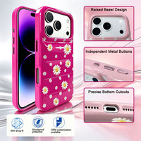 Casing HP PU Leather Motif Bunga Daisy untuk iPhone 18 Pro Max, Anti Benturan dengan Airbag, Bezel Terangkat, Tombol Logam, Potongan Presisi
