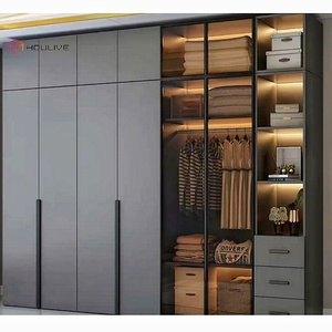 2026 NEW Style Lacquer Door Finish <strong>Wardrobe</strong> <strong>with</strong> Open <strong>Shelves</strong> Customized Designs Large-capacity Warobe <strong>with</strong> <strong>Drawers</strong> - Product Image 1