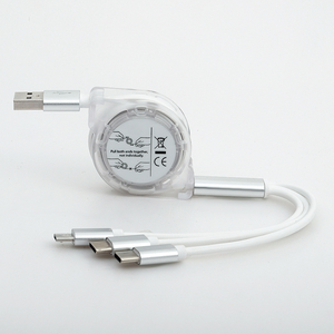 3A Fast <b>Charging</b> Cable <b>3</b> in 1 Retractable USB Cable Type-C Charger Cable for Mobilephone <b>3</b> in 1 USB Cable for iPhone for Android - Product Image 3