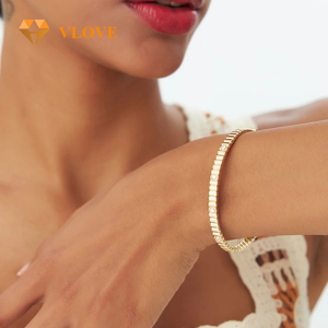 14K <strong>Gold</strong> Natural Diamond Ribbed <strong>Bangle</strong> Bracelet Fashion Fine Textured <strong>Solid</strong> <strong>Gold</strong> <strong>Bangle</strong> for Women - Product Image 4