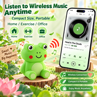 Haut-parleur sans fil grenouille mignon au design personnalisé avec pieds rétractables, support de téléphone, ornement de bureau en PVC, haut-parleur audio portable BT5.2