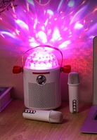 Enceinte karaoké Bluetooth portable avec deux micros sans fil, lumières de scène et changeur de voix, appels mains libres