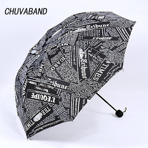 CHUVABAND Parapluies à motif de journal <span class=keywords><strong>anglais</strong></span> de créateur Parapluies pliants de luxe pour femmes Parapluies d'été transparents personnalisés - Product Image 1