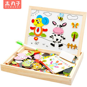 Jouet de puzzle magnétique en bois Maru, tableau de dessin d'animaux double face pour les tout-petits de 2 à 4 ans, unisexe - Product Image 3