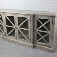 Meuble de rangement de cuisine en bois massif style Shabby Chic avec portes grillagées – En promotion