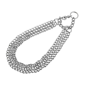 Vente en gros de produits de qualité pour animaux de compagnie collier de chien Martingale à chaîne plate réglable à trois rangées - Product Image 2
