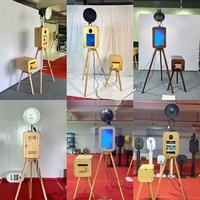 Machine de location d'événements double face avec iPad et écran tactile de 18,5 pouces, compatible DSLR, en bois, pour mariages et événements festifs