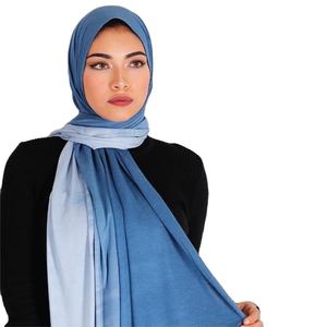 Écharpe en jersey de coton ombré, nouvelle conception <span class=keywords><strong>2021</strong></span>, ventes chaudes, imprimée, douce, extensible, respirante, châle, hijabs - Product Image 1