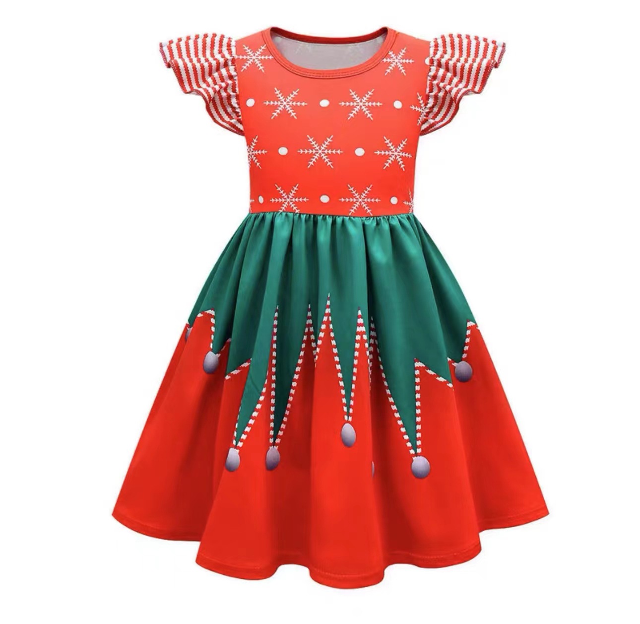 2024 Christmas Dress Short Sleeve Green Dress Party Girls 2024 Christmas Dress Short Sleeve Green Dress Party Girls