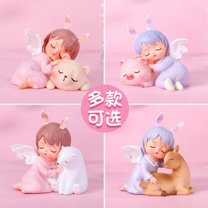 Décoration de voiture en résine, figurine mignonne Annie rose et violette pour console centrale de voiture - Product Image 3