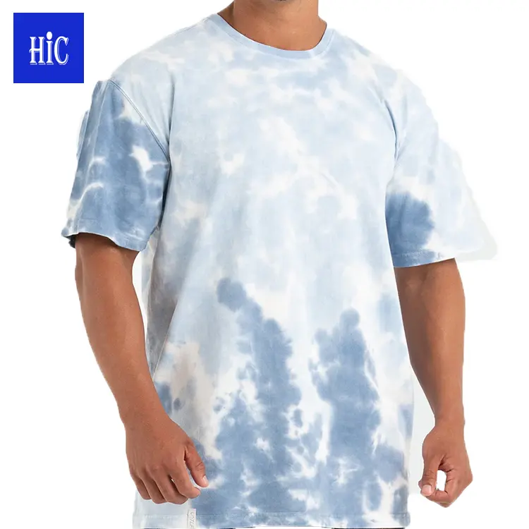 HIC 하이 퀄리티 헤비 100% 코튼 드롭 숄더 타이 염색 티셔츠 남여 공용 대형 사용자 정의 로고 T 셔츠 빈 T 셔츠