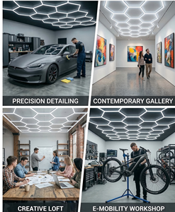 Lampes d'inspection pour lavage de voitures, éclairage de garage LED lumineux 6000K, forme hexagonale en nid d'abeille - Product Image 6