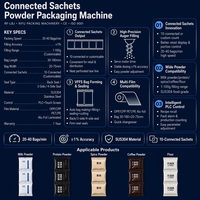 Machine d'emballage de sachets de poudre connectée, 20-40 sachets/min, remplissage à vis sans fin pour épices, lait, café, protéines, 1-100g