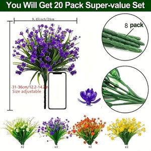Bouquet d'herbe jaune artificielle de printemps 30cm-100cm, fleurs en plastique pour décoration extérieure - Product Image 3
