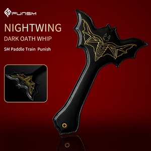 Pagaie de fessée en cuir BDSM avec motif de masque de chauve-souris, outil d'entraînement à la domination et à la soumission, jouet de plaisir interactif pour adultes - Product Image 4