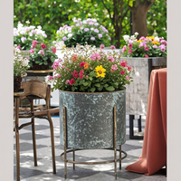 Support de Jardinière Décoratif en Fer Forgé Rustique Fait Main, Pot de Fleurs Multifonctionnel Écologique de Style Rétro pour la Maison