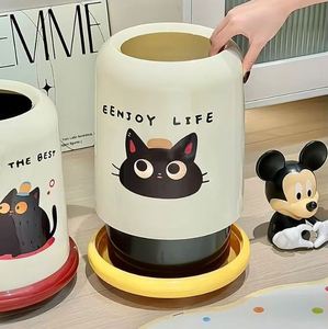 2025 New <b>Large</b> Pp Household Trash <b>Bin</b> Light Luxury High Beauty Cream Style for Living Room Bedroom Kitchen Custom Logo - Product Image 4