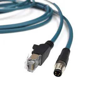 M8 Shielded Cat.5e Extension Cable Ethercat Profinet EtherNet IP High Flex Cat5e Industrial Ethernet Cable