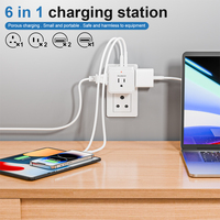 Adaptateur mural PUJIMAX à 3 prises avec prise à 3 broches QC3.0 et convertisseur USB de type C PD pour l'Afrique du Sud et l'Inde