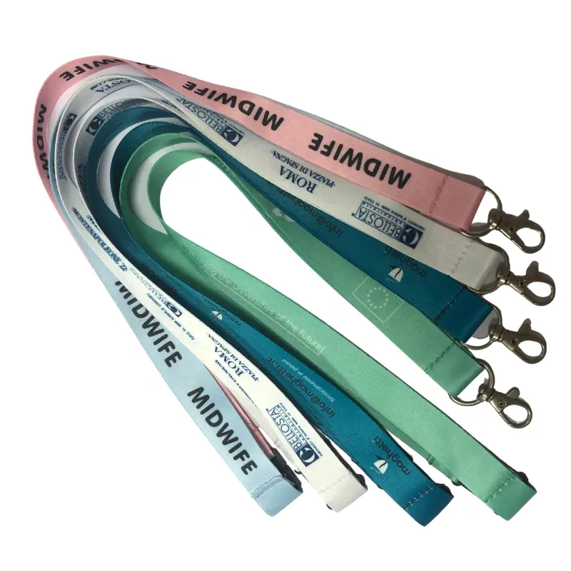 Groothandel Designer Lanyards Met Logo Custom Dye Sublimatie Polyester Roze Lanyards Id Badge Houder Met Logo Custom