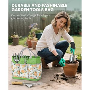 Yaungel Ensemble d'outils de jardinage 10 pièces en acier inoxydable avec poignées ergonomiques et sac à outils pour utilisation en extérieur - Product Image 3