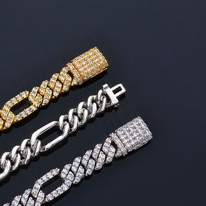 Wholesale Fashion Hip Hop Jewelry 18k Gold Plated Brass Bling <b>Iced</b> Out Cz Zircon Figaro Cuban Link <b>Chain</b> Necklace for Men Gift - Product Image 3