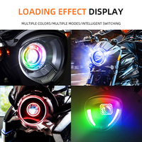 Couvre-phare LED diamant 5D de 3 pouces rond avec contrôle par application RGB, yeux d'ange LED pour motos et voitures, feux de jour DRL