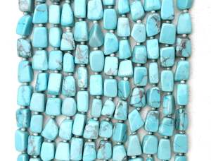 เรียบนักเก็ตรูปร่างท้องฟ้าสีฟ้าเทอร์ควอยซ์พลอยลูกปัดสำหรับทำเครื่องประดับ DIY สร้อยข้อมือสร้อยคอ - Product Image 2