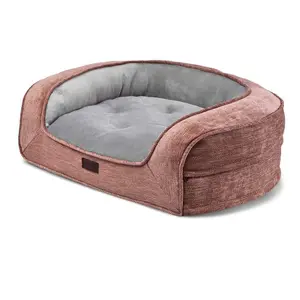 Sofá Ortopédico de Espuma Viscoelástica para Mascotas, Cama Grande de Lujo, Lavable, con Fondo Antideslizante