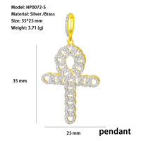 Bijoux fantaisie nouveaux pendentifs croix Ankh en zircon cubique glacé personnalisé pour homme