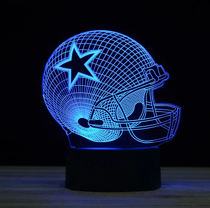 カスタムフットボールクリエイティブ3DイリュージョンラグビーランパラアクリルテーブルデスクベースLEDランプキッズルームの装飾ナイトベッドルームライト