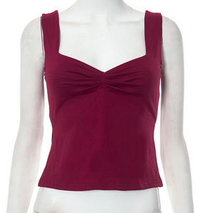 En stock – Débardeur femme col carré, décontracté pour l'été, personnalisable avec logo sur le devant, en polyester - Product Image 5