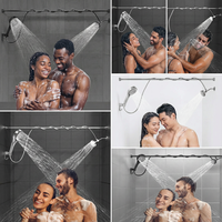Système de Douche Double en Acier Inoxydable Réglable OEM ODM avec Jet de Pluie, Pulvérisation Douce, Barre Coulissante et Douchette à Main pour Salle de Bain 2 Personnes