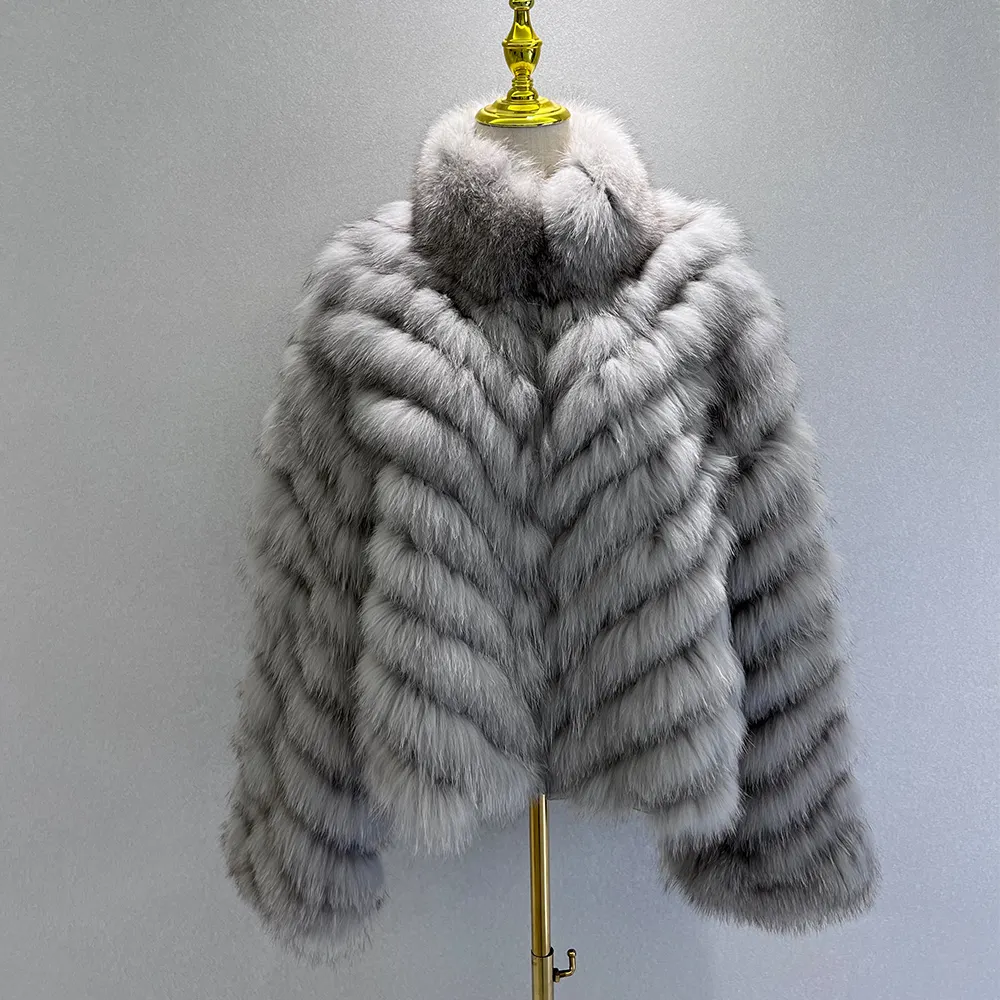 2023 Winter Light Reversible Luxury Fox Fur Coat Long Sleeves Smooth Silk Liner Real Fox Fur Jacket for Women Fashion Fur