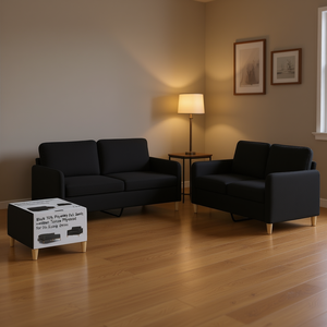 Black 100% Polyester <b>Sofa</b> <b>Set</b> With Metal Textilene Plywood For Living Room Modern Design - Product Image 2