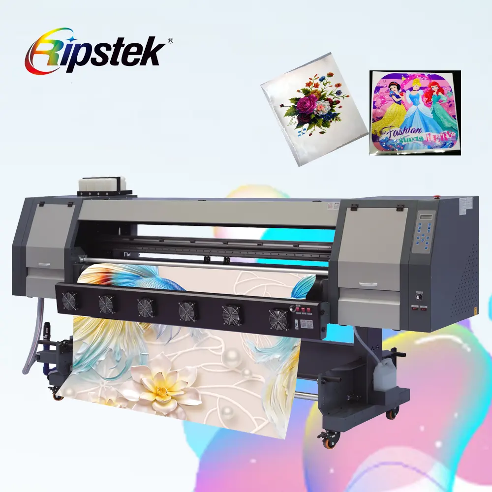 1.8m uv hybrid printer 4 xp600 heads fast speed cmyk-w color roll and plate printing