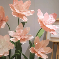 EG-WD26 fait à la main personnalisé organza soie papier géant fleur artificielle bébé rose géant crêpe papier fleurs pour vitrine