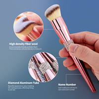 DailyQueen – Ensemble de maquillage professionnel 15 pièces en poils de chèvre avec manche en bois et strass or rose, qualité supérieure, grande taille, pour visage et yeux, personnalisable