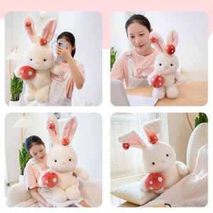 Peluche di Coniglietto Bianco Carino, Giocattolo Imbottito in Cotone PP, Bambola per Dormire, <span class=keywords><strong>Regalo</strong></span> di Compleanno per Ragazze - Product Image 3