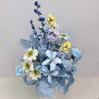 Décoration de mariage élégante, chemin de fleurs artificielles de 50 cm, bleu poussière, rangée de fleurs artificielles, fleurs de mariage pour allée