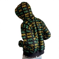 Sweat-shirt à capuche zippé surdimensionné en coton vintage avec logo personnalisé pour hommes, broderie 3D