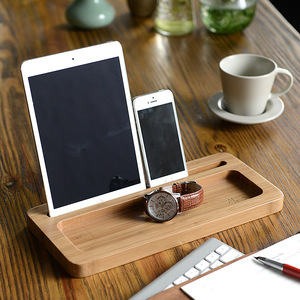 Organizador de Escritorio de Bambú, Caja de Almacenamiento Rectangular de Madera para Material de Oficina y Teléfono Móvil - Product Image 5