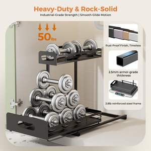 Paquete de 2 Organizadores Metálicos para Baño, Organizador Extraíble de 2 Niveles para Debajo del Fregadero, para Cocina y Baño, Color Negro - Product Image 4