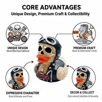Figur Resin Bebek Pengendara Motor Tengkorak Gaya Gotik, Dekorasi Meja Biker Vintage, Hadiah Koleksi Keren untuk Penggemar Mobil