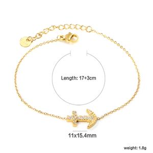 Custom Wholesale Jewelry Link Chain Zircon Flower Cross Bracelet <b>Charms</b> 18K Gold Plated Stainless Steel Bracelet for Women - Product Image 6