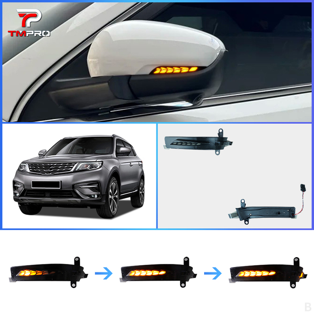 TMPRO LED Dynamic Sequential Side Mirror Turn Signal Light for Geely Boyue/Proton X70 Indicator Lamp Vehicle Exterior Parts