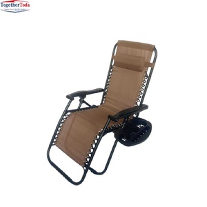 Chaise longue en maille réglable avec appui-tête et porte-gobelet, chaise inclinable pliable pour l'extérieur, jardin, bord de piscine, camping - Product Image 4