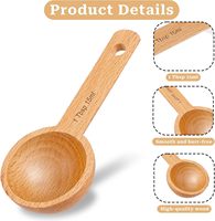 Cuillère doseuse en bois écologique classique de haute qualité pour café moulu, grains, thé, soupes, cuisson et mélange – Vente en gros