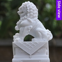 Statues de lions sculptées dans la pierre, paire, style européen/chinois, en marbre blanc Han, décoratives Feng Shui pour la maison et la mausolée
